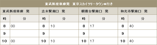 東武新座車庫発東京スカイツリータウン®行き